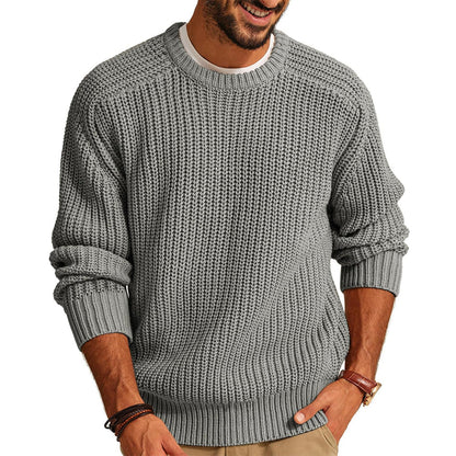 Men's Pullover Chunky Knit Crew Neck Casual Elegant
