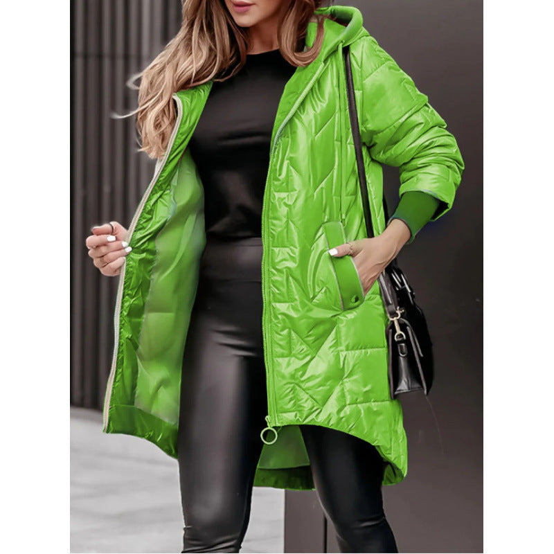 Women's Quilted Jacket Casual Hood Large Pockets