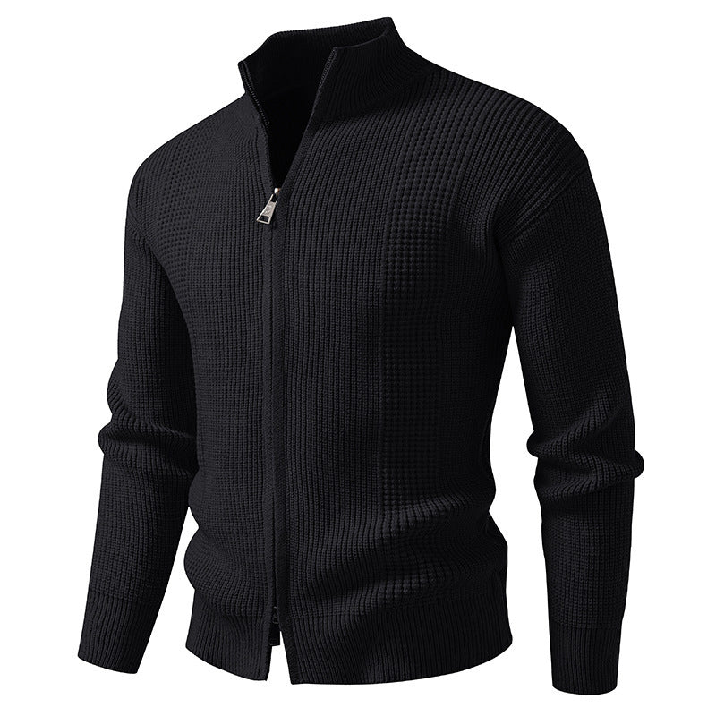 Men's High Collar Cardigan Modern Snap Closure