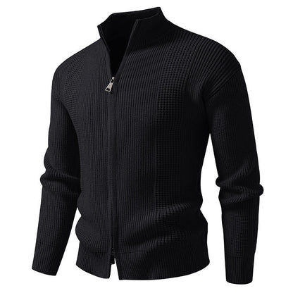 Men's High Collar Cardigan Modern Snap Closure