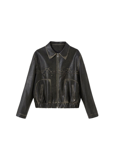 Stilvolle Lederjacke Damen Schnellverschluss