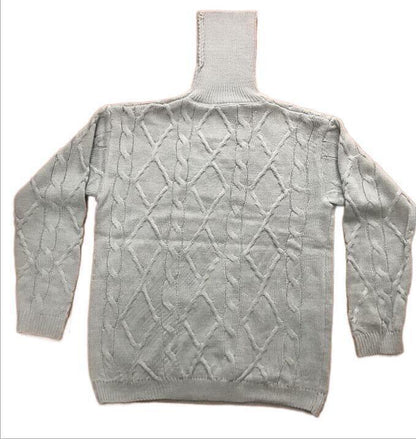 Men's High-Neck Cable Knit Sweater Elegance