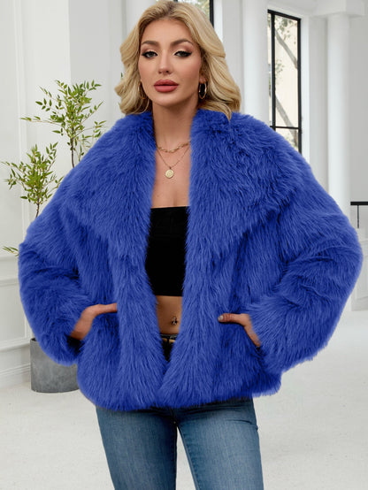 Women's Oversized Faux Fur Jacket Soft Voluminous