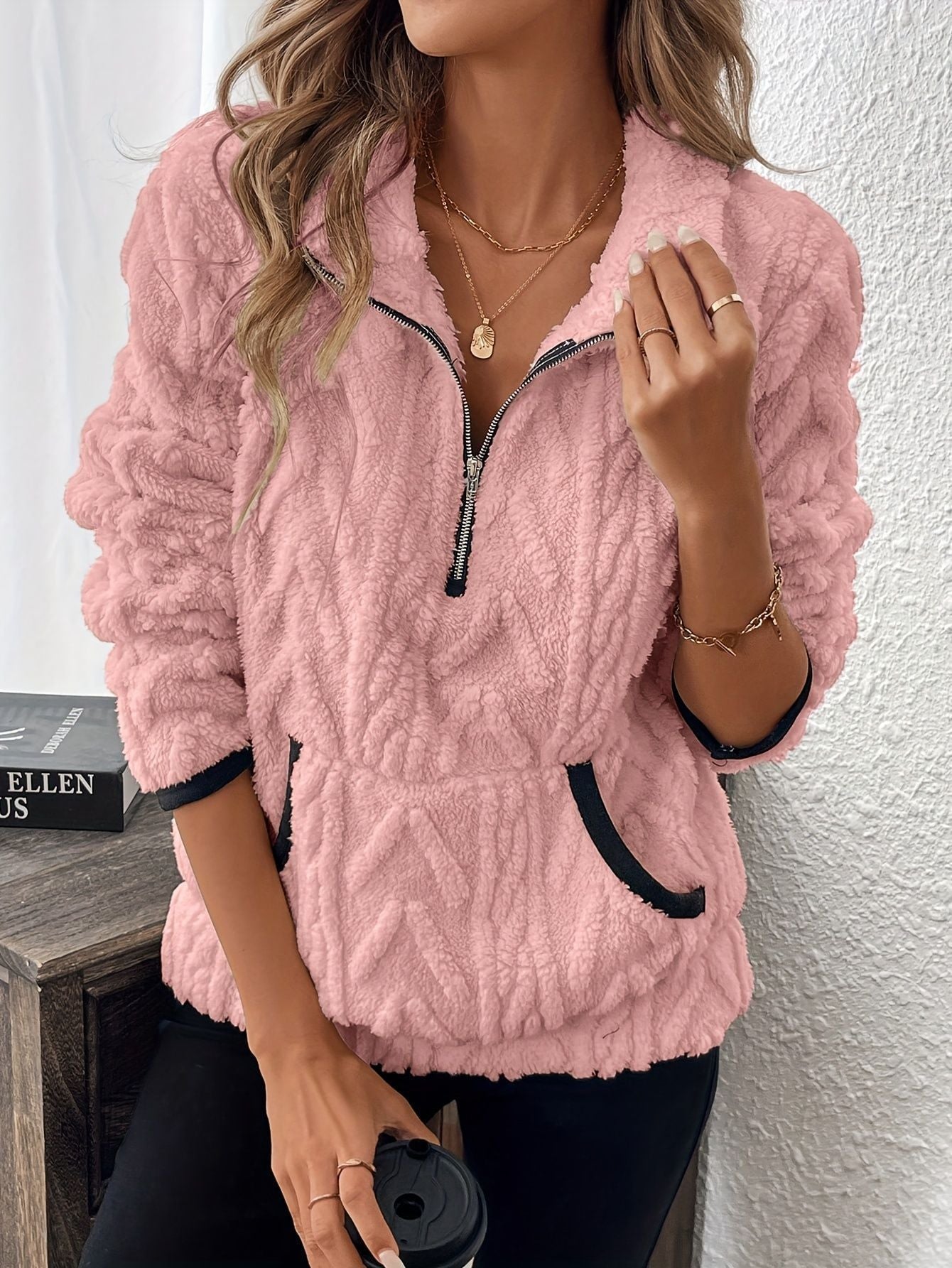 Women's Soft Teddy High-Neck Sweater