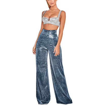 Sparkly Women's Two-Piece Set High-Waisted Elegant