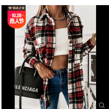 Women's Plaid Blazer Jacket Chic Clothing