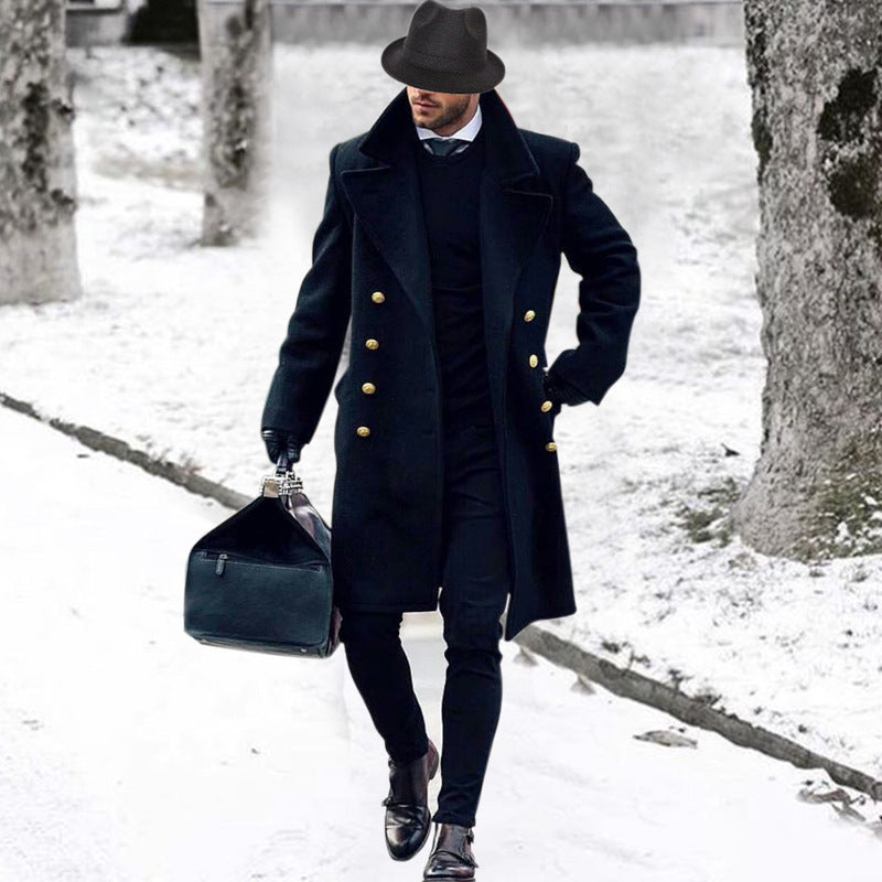 Herren Wintermantel Elegant Schwarz Übergröße