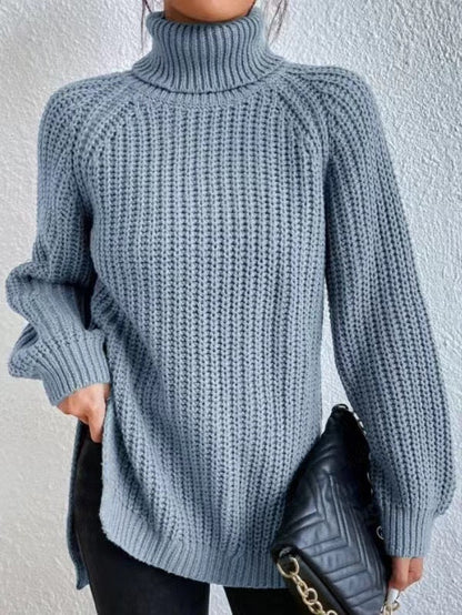 Women's Knitted Jumper High Neck Honeycomb Pattern Elegance