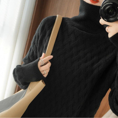 Women's Knitted Roll-Neck Jumper Chunky Knit