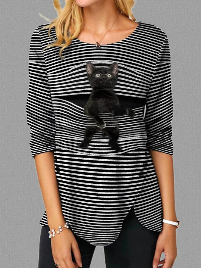 Women's T-Shirt Cat Designs Relaxed Fit