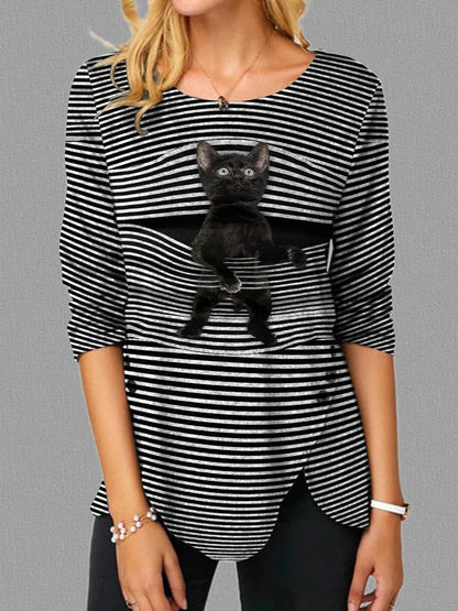 Women's T-Shirt Cat Designs Relaxed Fit