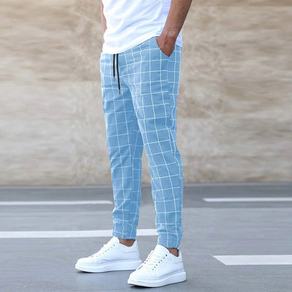 Checked Casual Trousers Modern Sporty