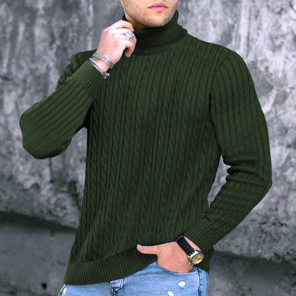 Men's Turtleneck Sweater Elegant Cable Knit Design