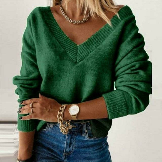Women's Scarf Pullover V-Neck Modern