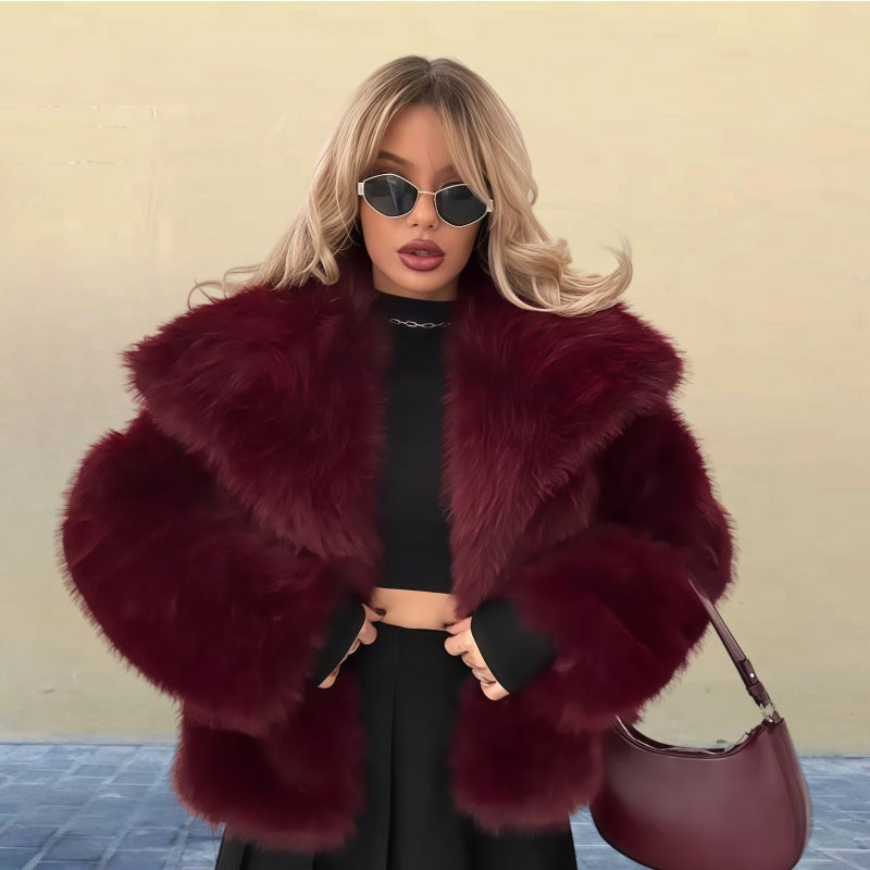 Women's Luxury Faux Fur Coat Elegant Design