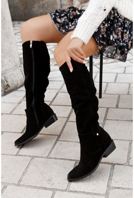 Schlanke Stiefel Damen Wildleder Schmal - IdealeKleiden