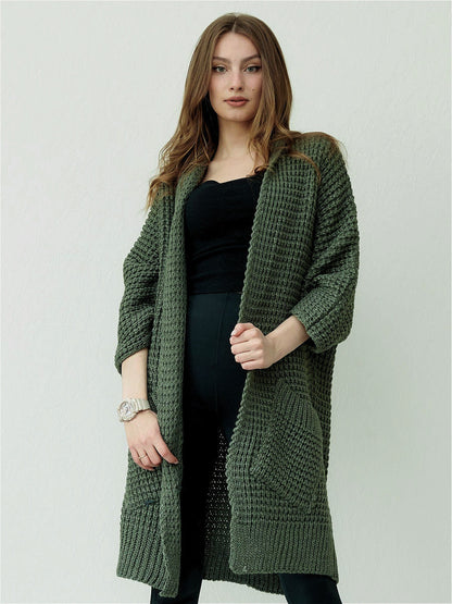 Oversized Cardigan Open Front Large Pockets