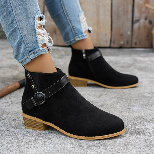 Damen Stiefeletten Elegant Riemchen Rutschfest - IdealeKleiden