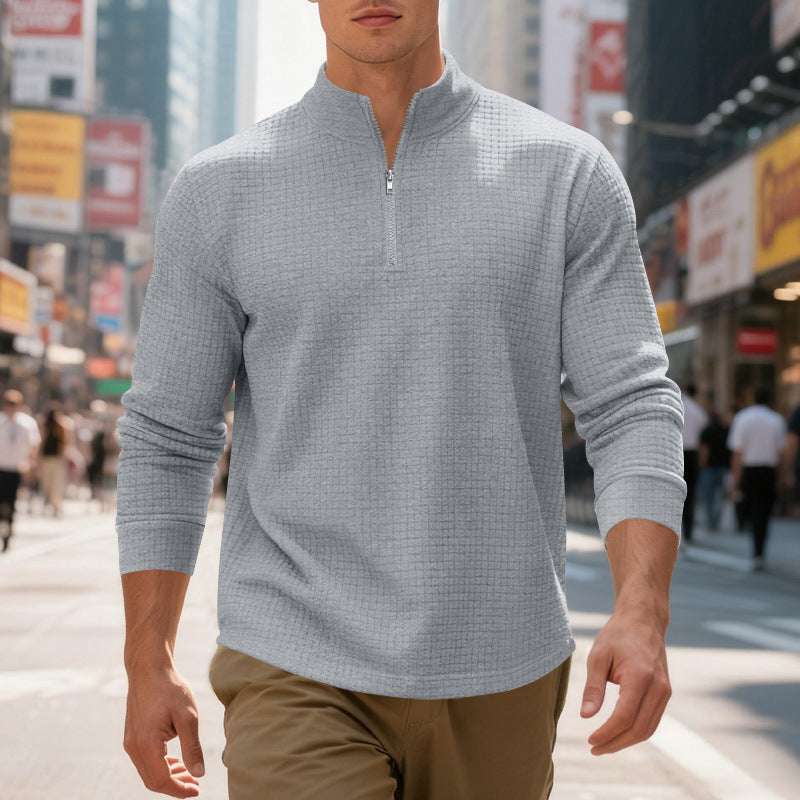 Herren Sportpullover Strukturiert Modern Halb Reißverschluss