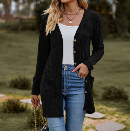 Women's Wool Cardigan Casual with Pockets