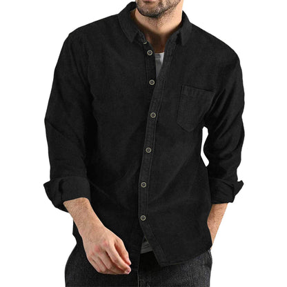 Men's Corduroy Shirt Elegant Design with Chest Pocket