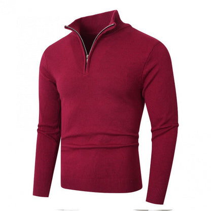 Fashionable Men's Knitted Pullover Zipper Collar