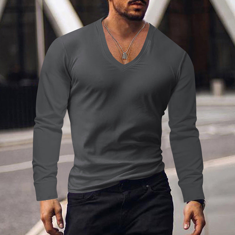 Men's Long Sleeve V-Neck Comfort Cotton