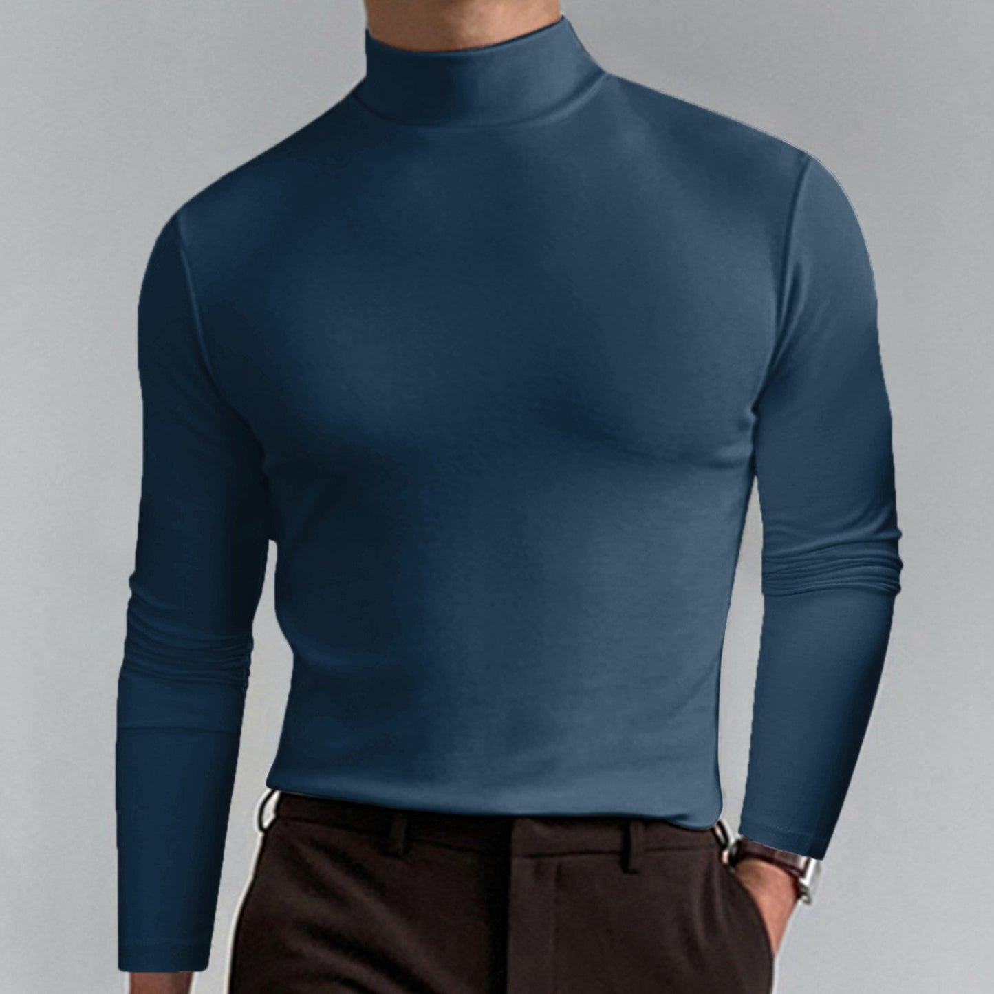 Men's Fine Cotton Turtleneck Sweater Elegant Design
