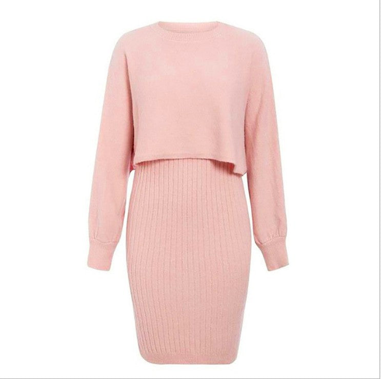 Women's Rib-Knit Dress with Crop Top