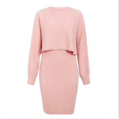 Women's Rib-Knit Dress with Crop Top