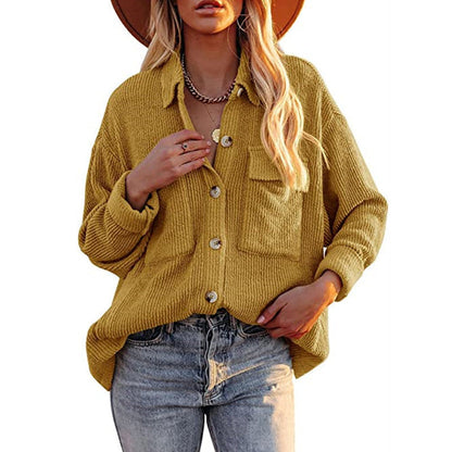 Women's Oversized Blouse with Texture and Buttons