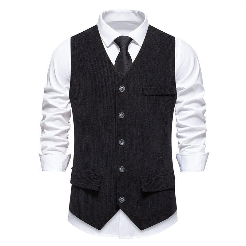 Men's Suit Vest Classic Herringbone Design Practical