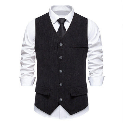 Men's Suit Vest Classic Herringbone Design Practical
