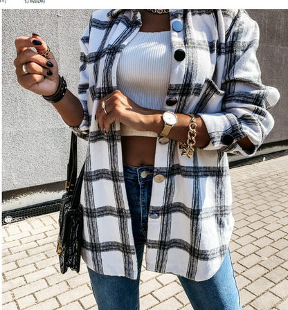 Women's Plaid Blazer Jacket Chic Clothing