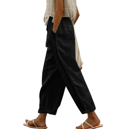 Women's Casual Lace Linen Trousers Summer Style