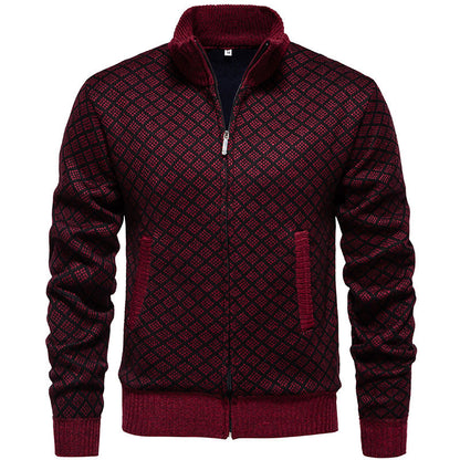 Men's Modern Plaid Cardigan Zipper