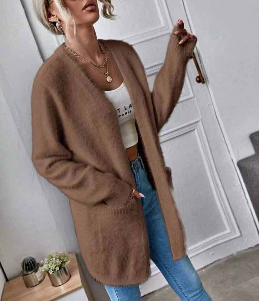 Women's Fluffy Cardigan Soft Plain Elegant Design