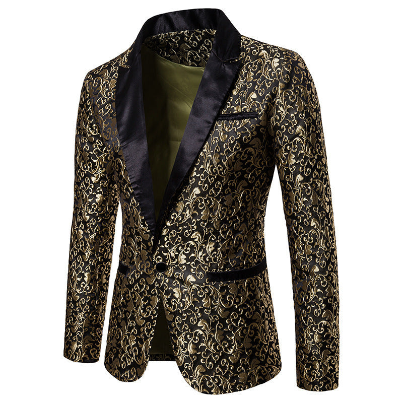 Men's Velvet Blazer Elegant Pattern Black