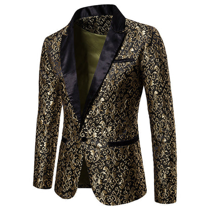 Men's Velvet Blazer Elegant Pattern Black