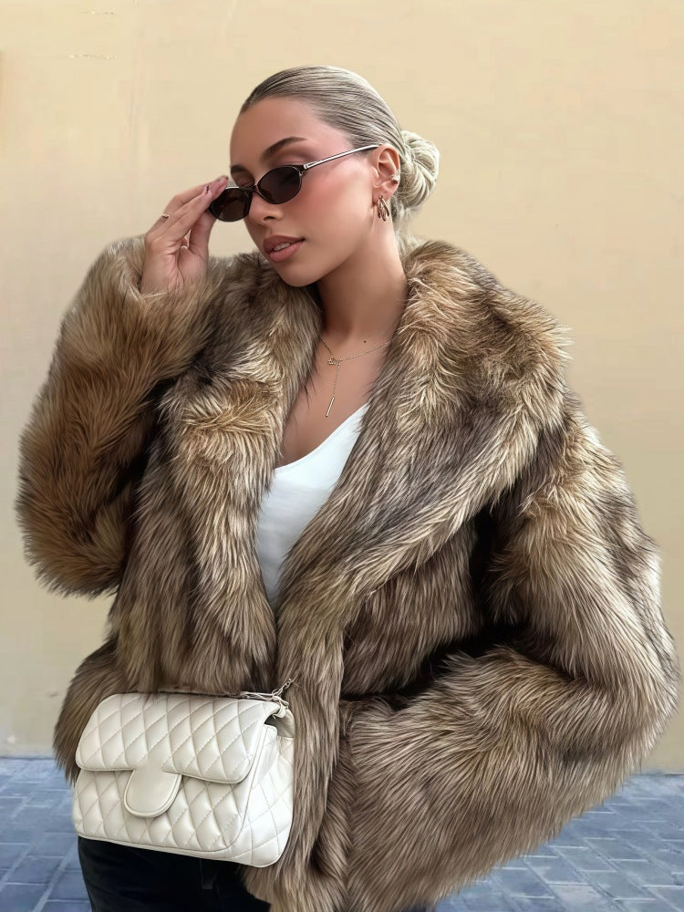 Women's Luxury Faux Fur Coat Elegant Design