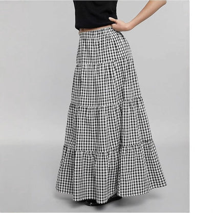 Women's Maxi Skirt Plaid Pattern Elegant Long