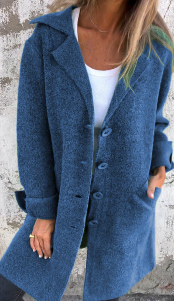 Women's Mid-Length Loose Fit Wool-Look Coat
