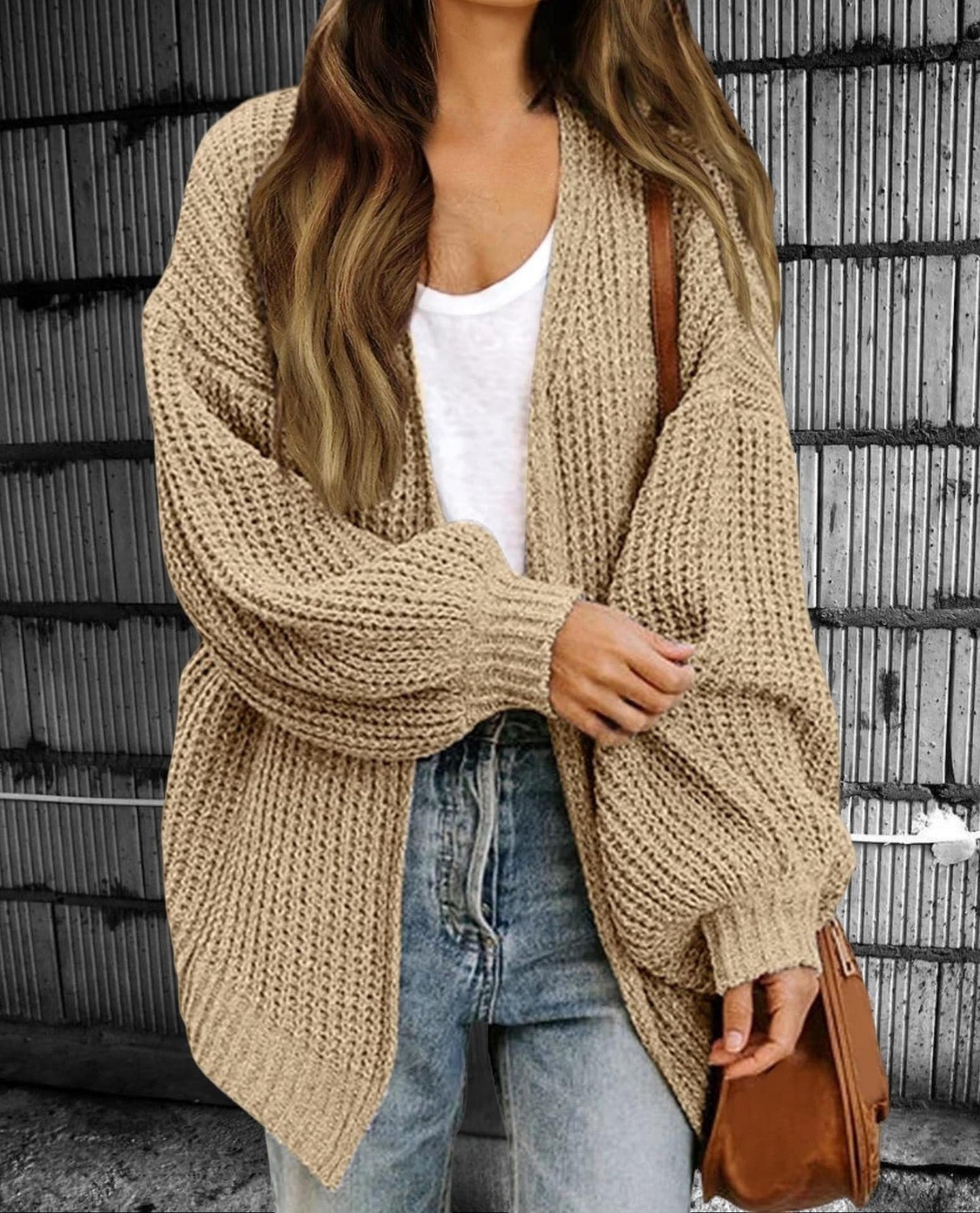 Cardigan Oversized Open Front Chunky Knit