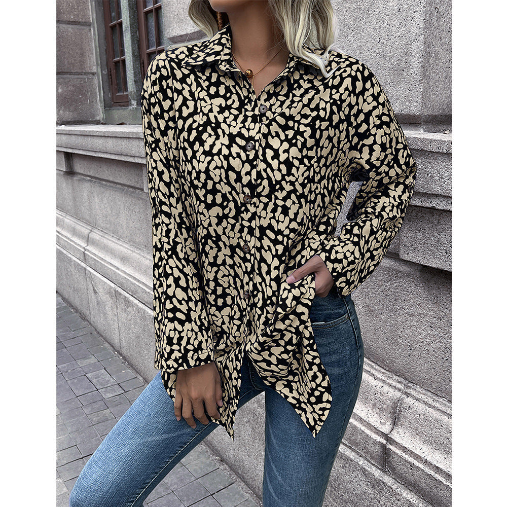 Damenbluse Leicht Animal-Print Komfort-Schnitt
