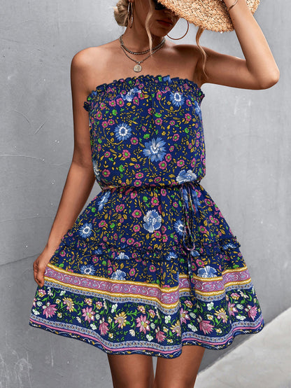 Women's Floral Elastic Short Summer Dress