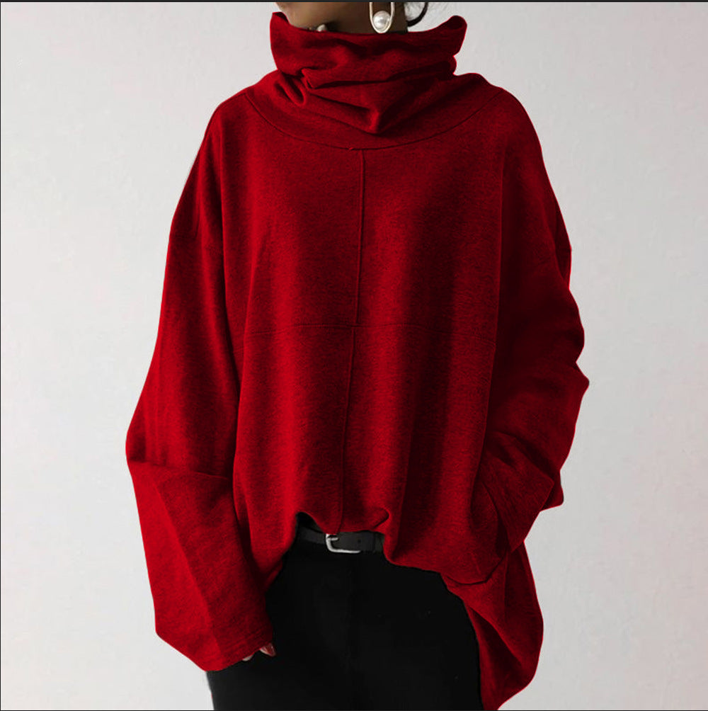 Trendy Solid Color Turtleneck Sweater