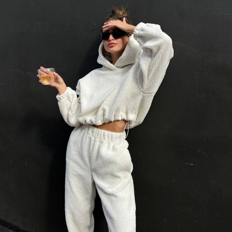 Comfortable Loungewear Set Fleece Hoodie Pants