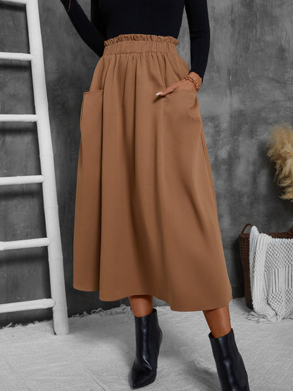 Women's Midi Skirt, Lightweight Summer Skirt with Pockets