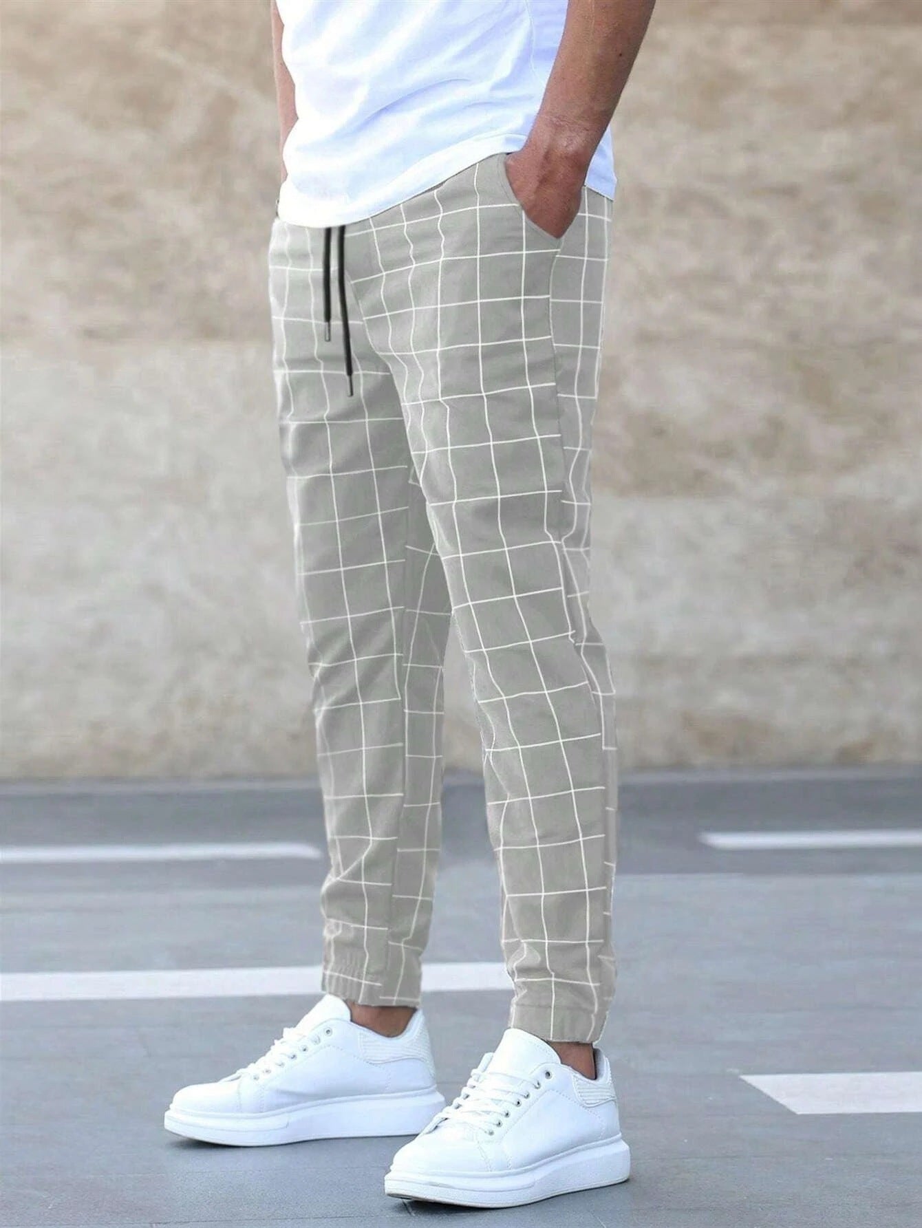 Checked Casual Trousers Modern Sporty