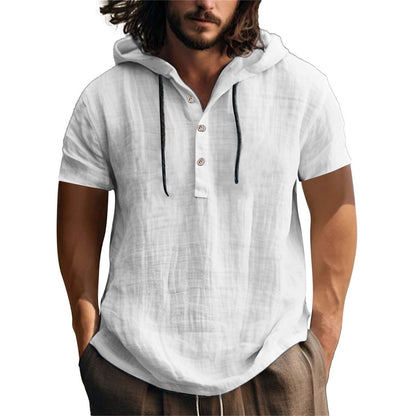 Herren Hoodie Kurzarm Leger Relaxt - IdealeKleiden